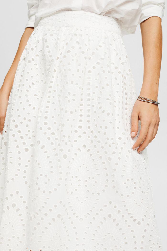 Falda midi con encaje calado, LENZING™ ECOVERO™, WHITE, detail image number 2