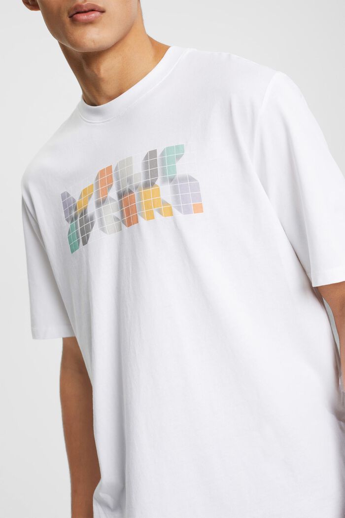 Camiseta con estampado en el pecho con corte holgado, WHITE, detail image number 2