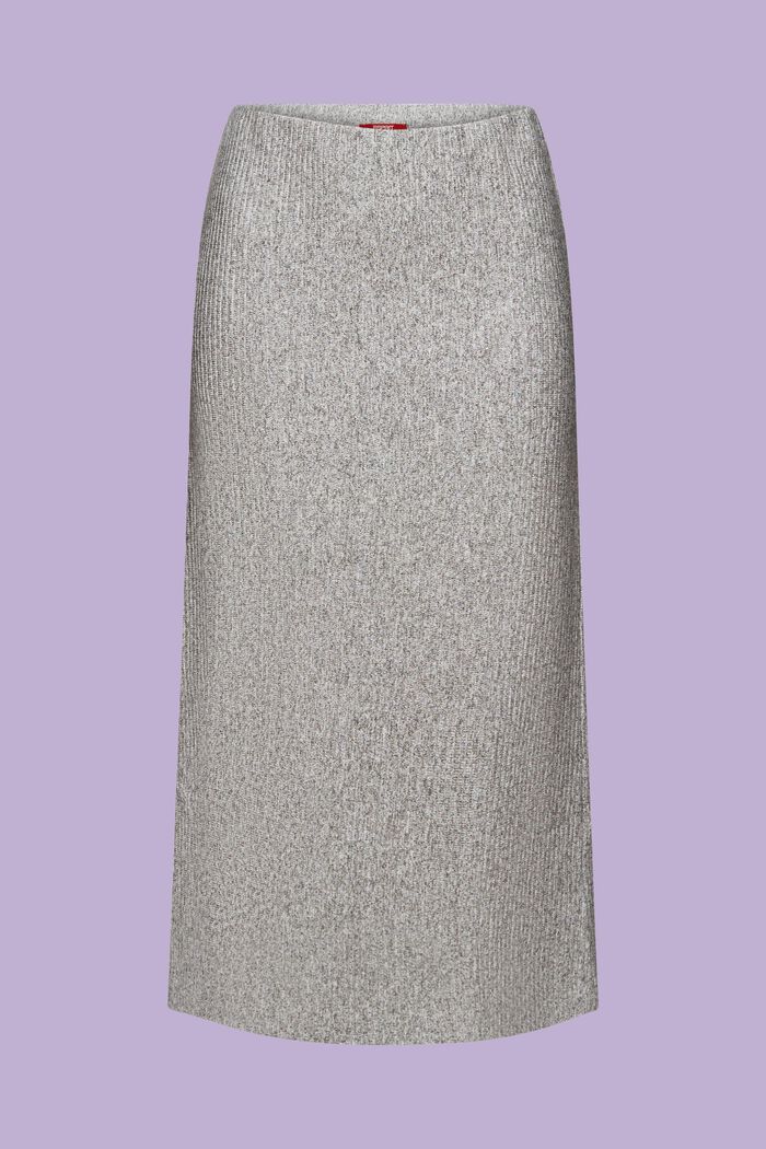Falda midi de punto acanalado, GREY, detail image number 6