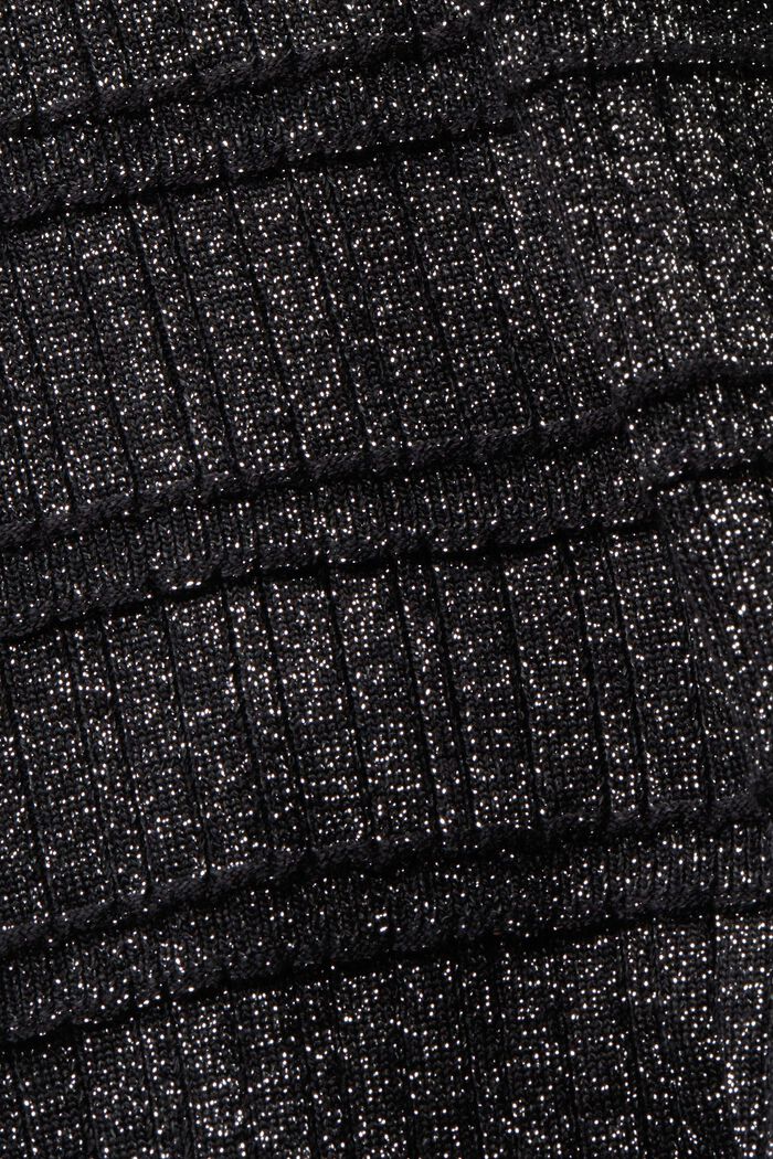 Jersey cropped de cuello alto con brillo, BLACK, detail image number 5