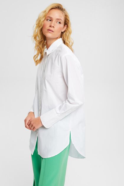 Blusa camisera oversize, WHITE, overview