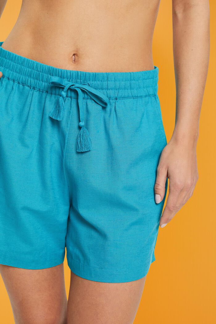 Pantalones cortos de playa con lino, TEAL BLUE, detail image number 2