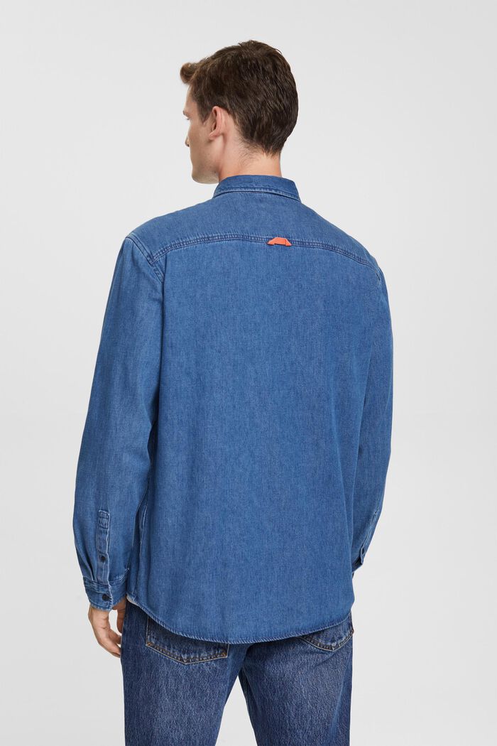 Camisa vaquera con bolsillo de parche, BLUE MEDIUM WASHED, detail image number 3