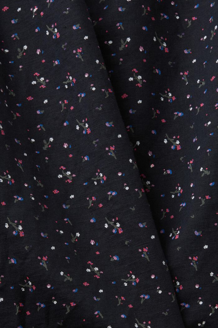 Blusa sin mangas en mezcla de lino con estampado de flores, BLACK, detail image number 5