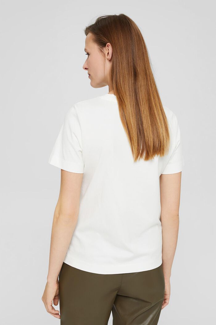 Camiseta con bordado, 100% algodón ecológico, OFF WHITE, detail image number 3