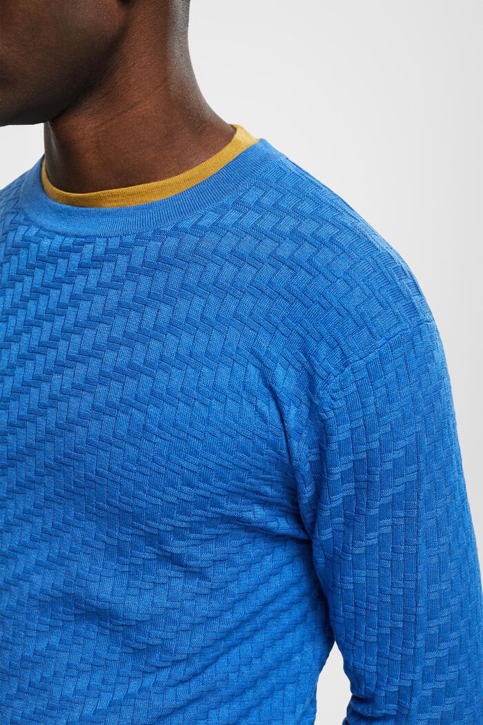 Jersey de cuello redondo con acabado texturizado, BLUE, detail image number 2