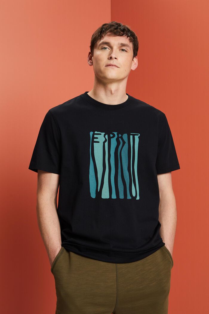 Camiseta de punto estampada, 100% algodón, BLACK, detail image number 0