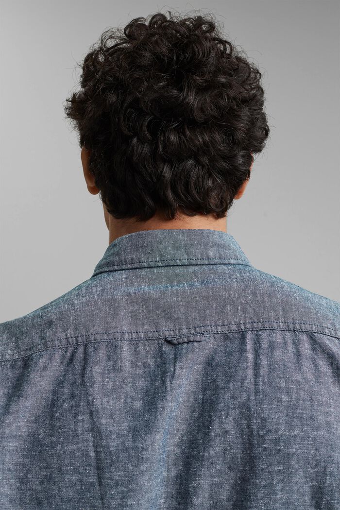 Lino/algodón ecológico: camisa con cuello abotonado, NAVY, detail image number 5