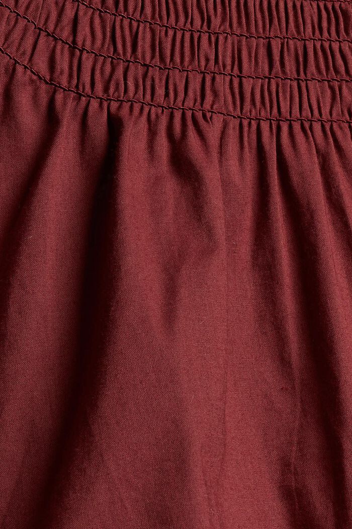 Blusa fruncida en 100% algodón ecológico, GARNET RED, detail image number 4