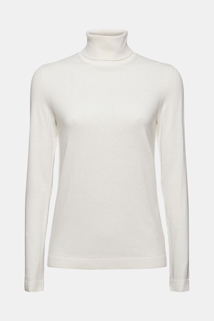 Jersey de cuello vuelto con algodón ecológico, OFF WHITE, detail image number 5
