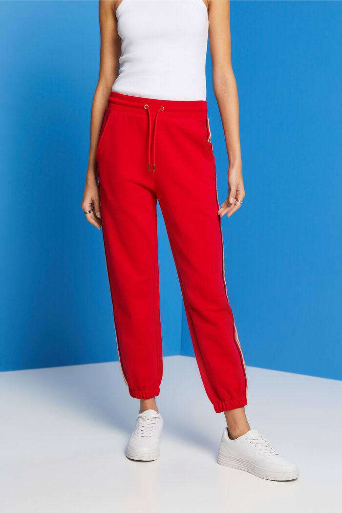 Pantalón deportivo de algodón a rayas, RED, detail image number 0