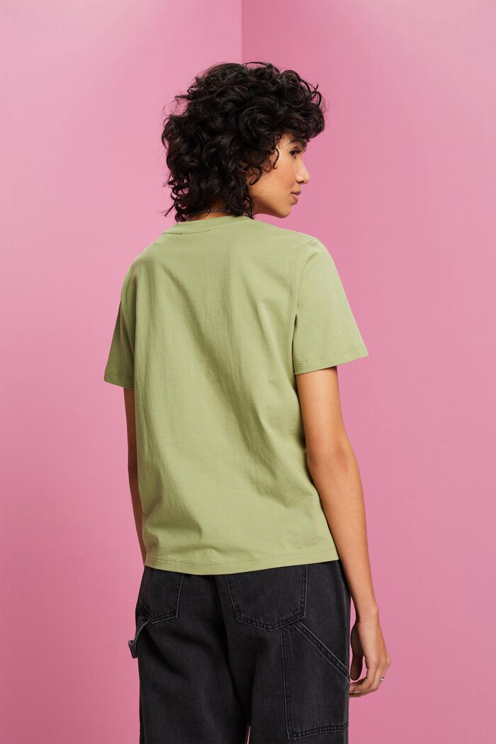 Camiseta de algodón con estampado de flores, PISTACHIO GREEN, detail image number 3