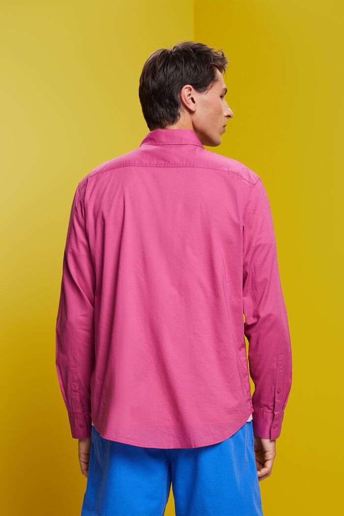 Camisa de manga larga lisa, 100% algodón, DARK PINK, detail image number 3
