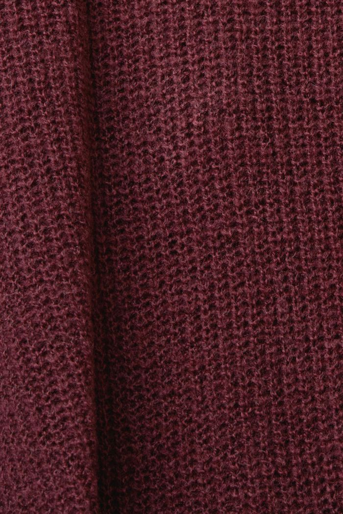 Jersey con cuello en pico, mezcla de lana, AUBERGINE, detail image number 5