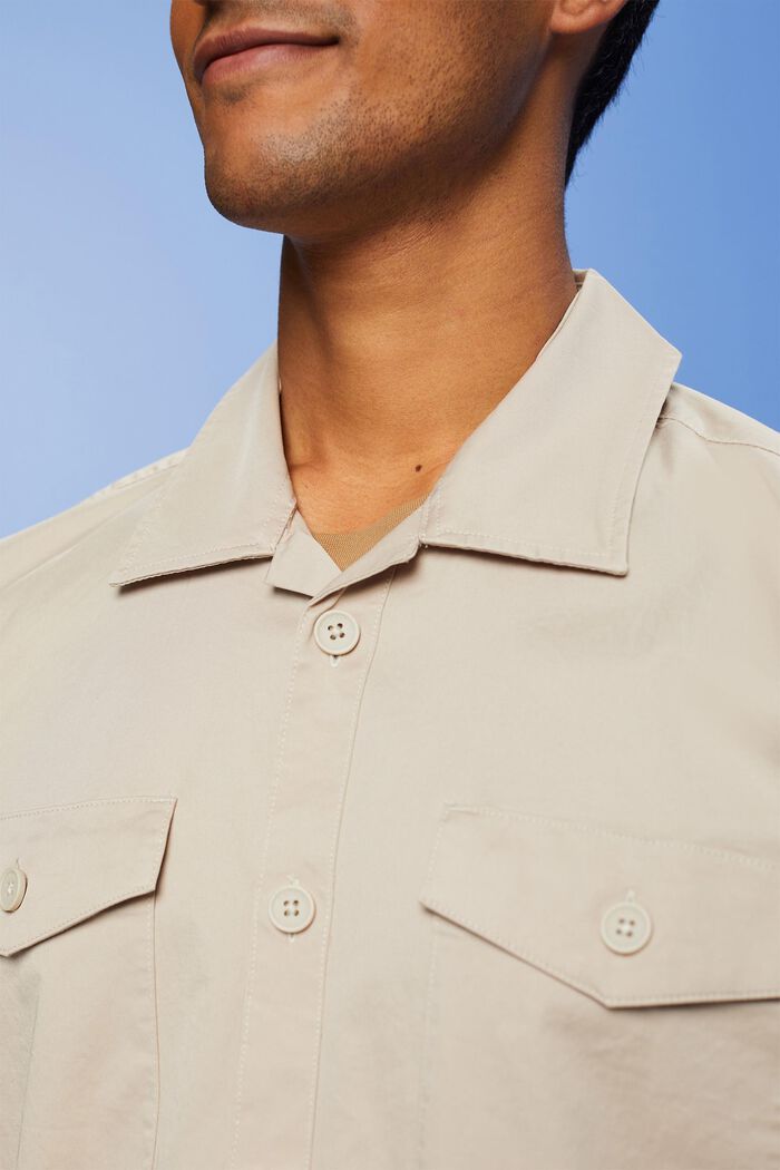 Camisa de algodón con dos bolsillos en el pecho, LIGHT TAUPE, detail image number 2