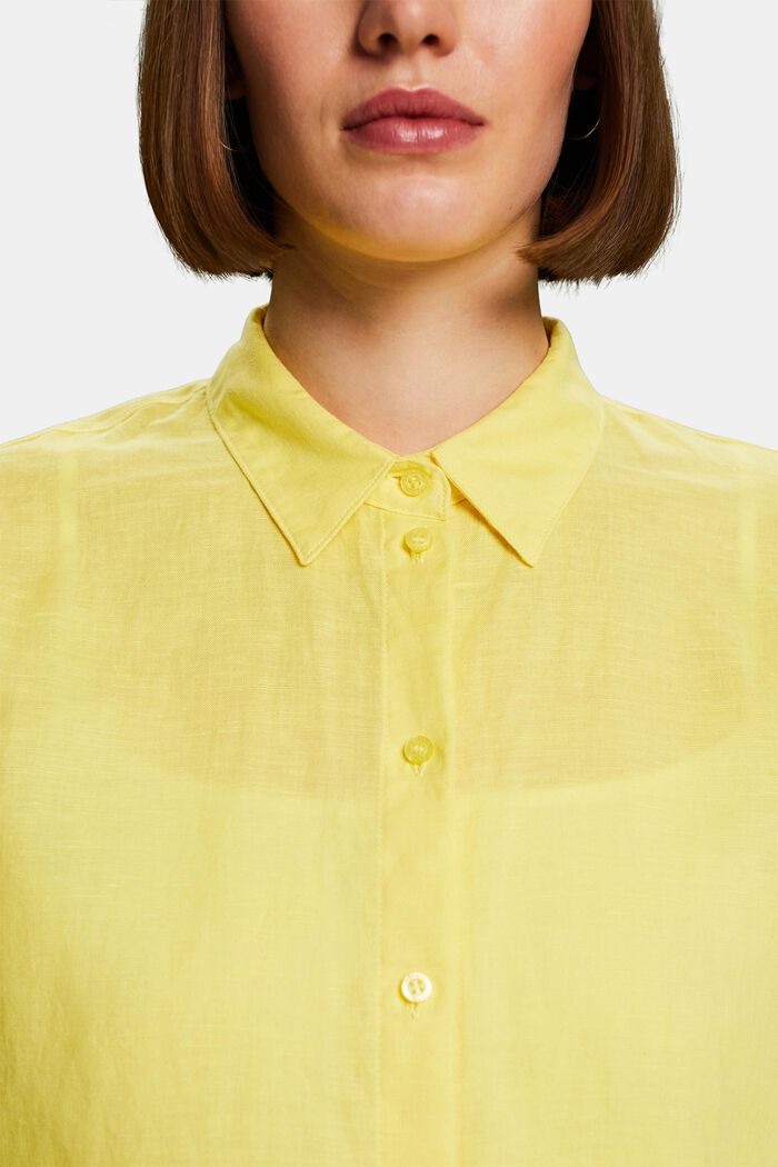 Camisa de lino y algodón, PASTEL YELLOW, detail image number 3