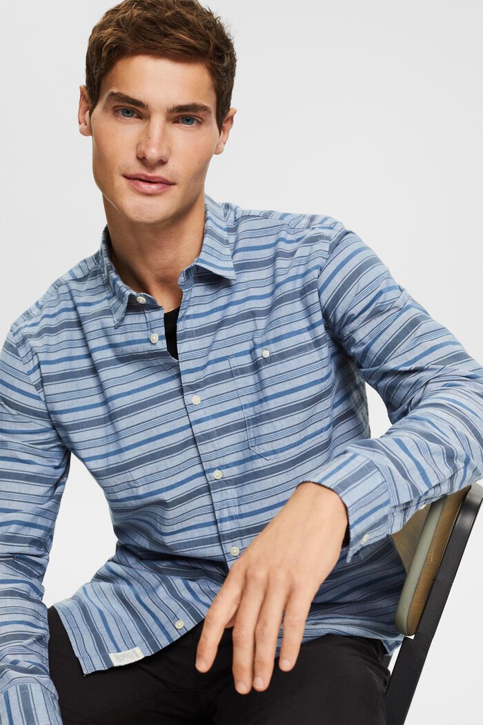 Con lino: camisa de rayas, BLUE, detail image number 5