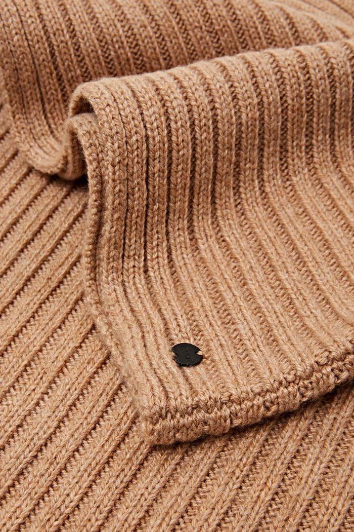Cuello de punto acanalado en mezcla de lana, CAMEL, detail image number 1