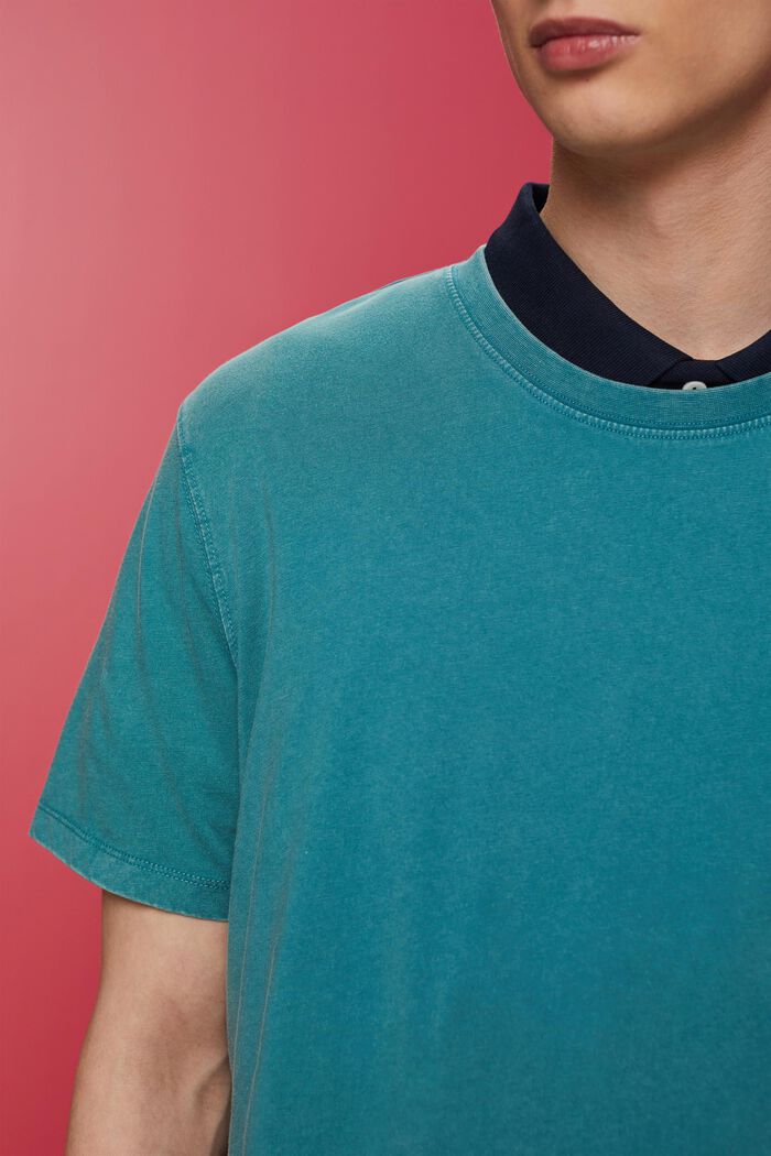 Camiseta de tejido jersey teñido, 100 % algodón, TEAL BLUE, detail image number 2