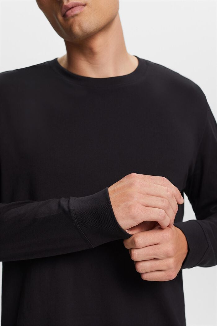 Camiseta de manga larga de tejido jersey, 100% algodón, BLACK, detail image number 2