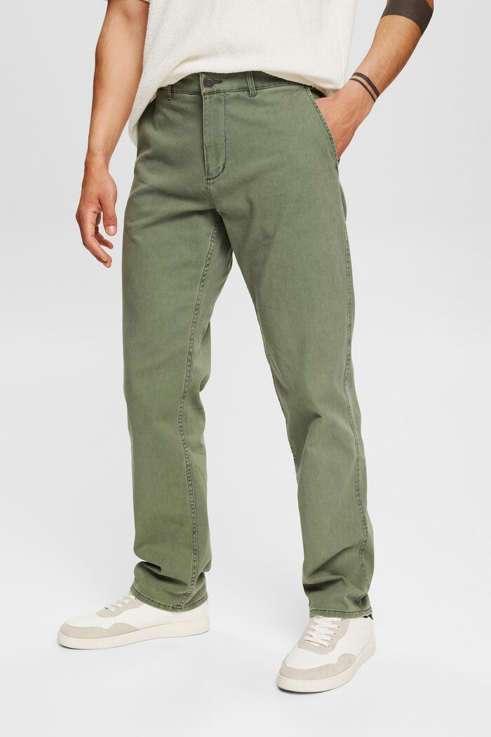 Pantalón chino de algodón, GREEN, detail image number 0