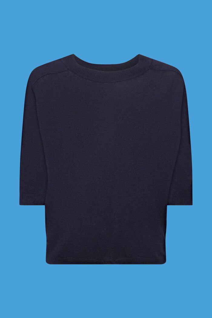 Jersey con lino y mangas cortas, NAVY, detail image number 6