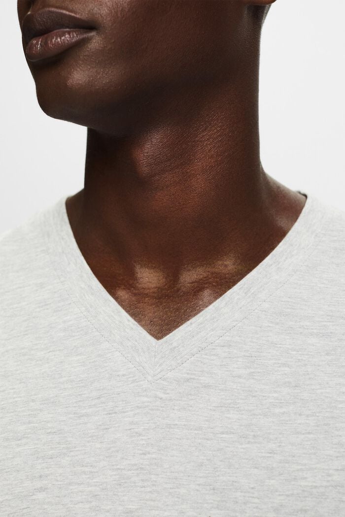 Camiseta mezcla algodón ecológico cuello pico, LIGHT GREY, detail image number 3