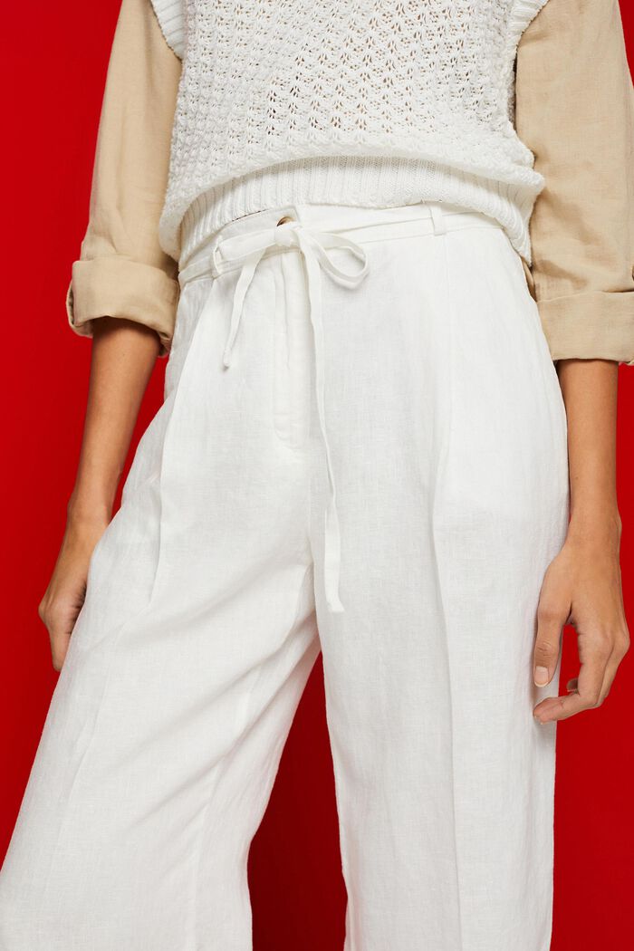 Pantalones de lino con pernera ancha, OFF WHITE, detail image number 2