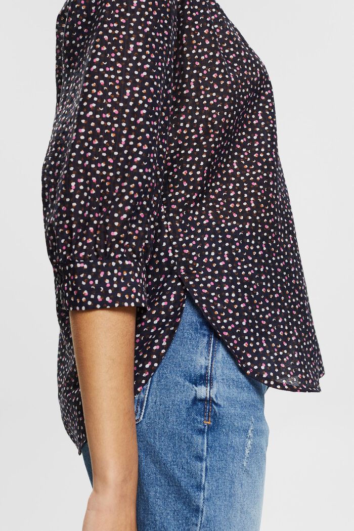 Con lino: blusa estampada, NAVY, detail image number 2
