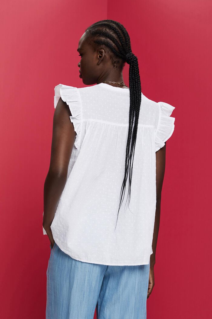 Blusa sin mangas a lunares, 100 % algodón, WHITE, detail image number 3