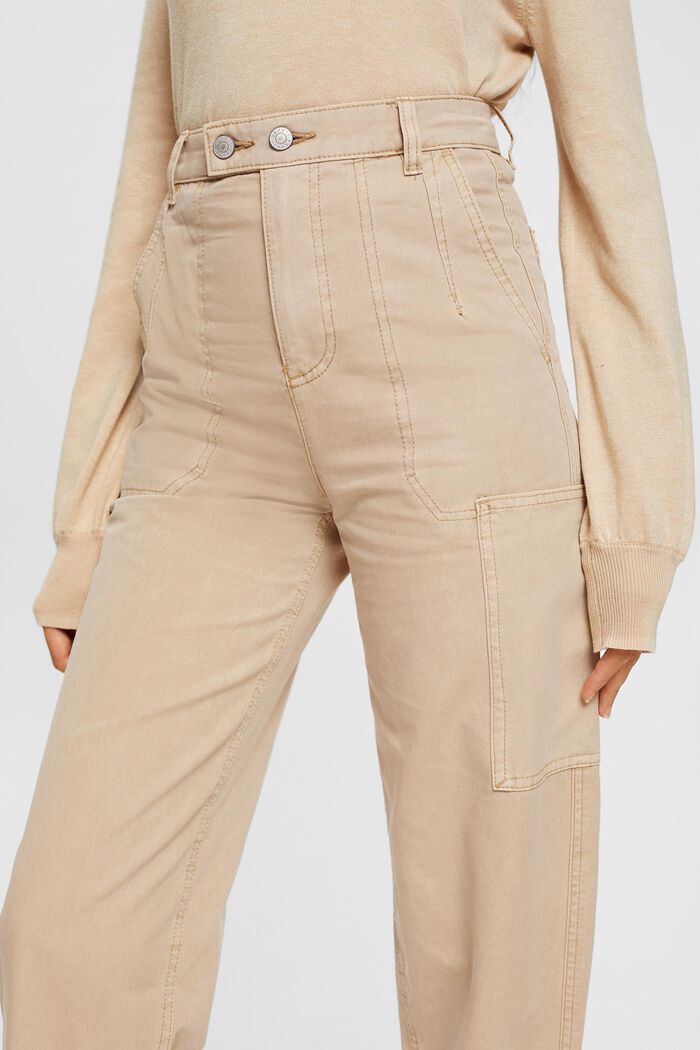 Pantalones estilo cargo, 100 % algodón, CREAM BEIGE, detail image number 3