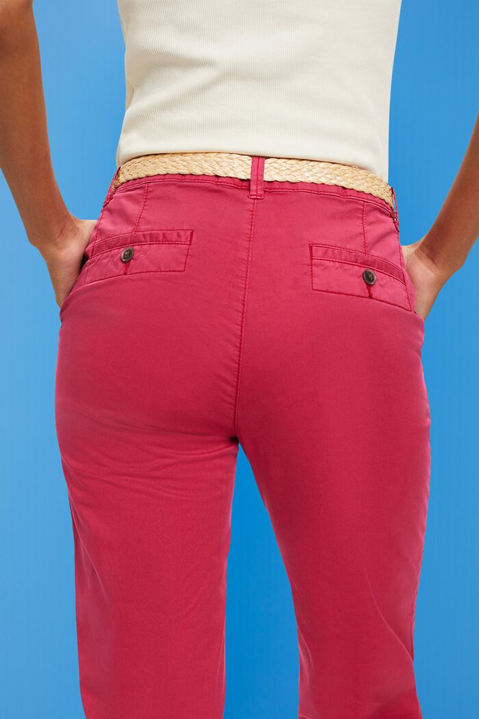 Pantalones chinos elásticos ligeros con cinturón, DARK PINK, detail image number 2