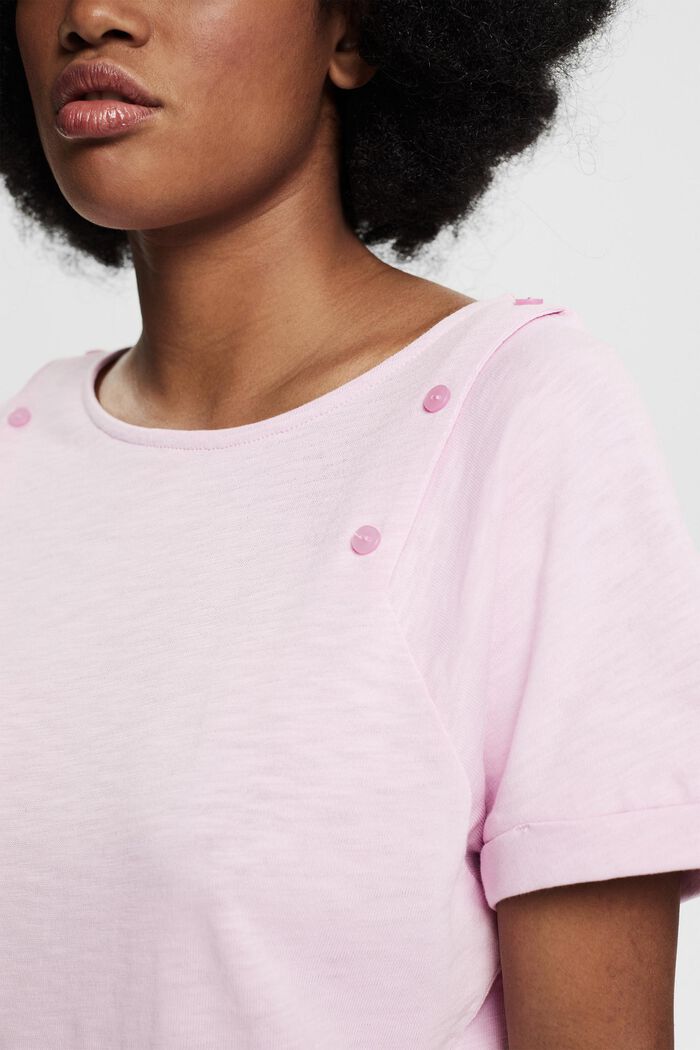 Camiseta con botones, 100% algodón, PINK, detail image number 2