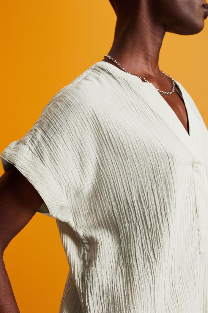 Blusa de algodón con textura, DUSTY GREEN, detail image number 2