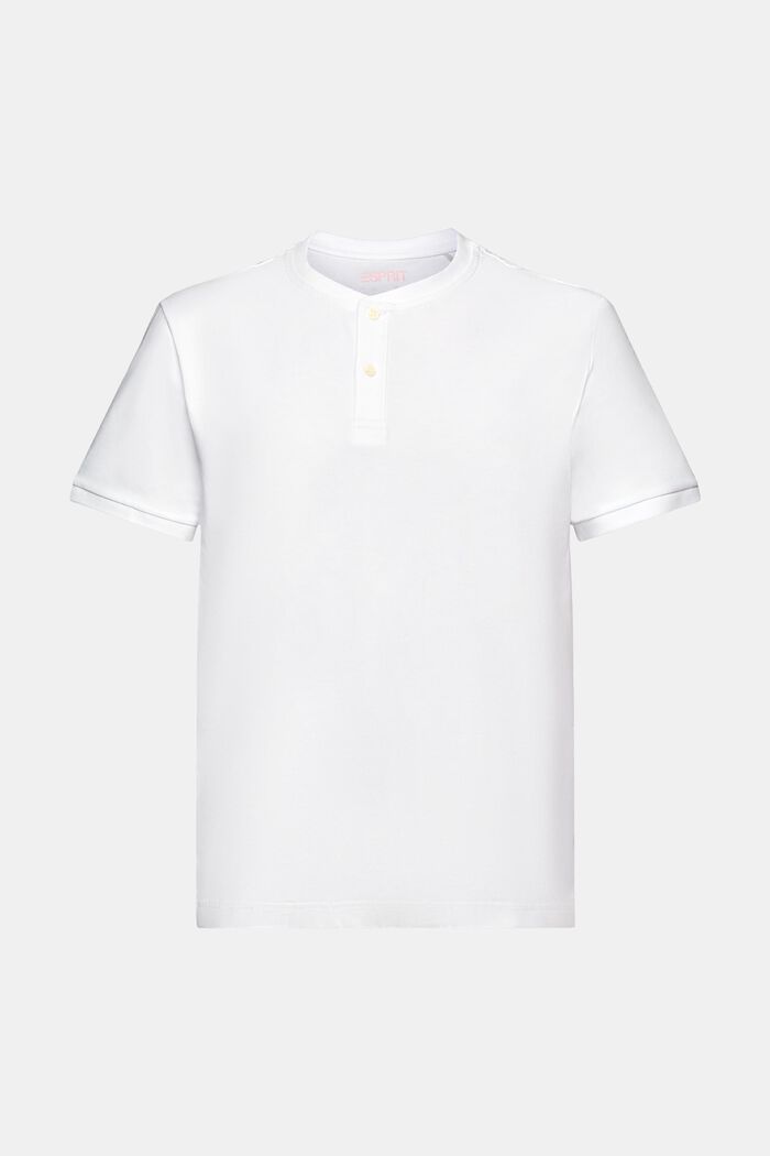 Camiseta de tejido jersey con cuello Henley, WHITE, detail image number 6