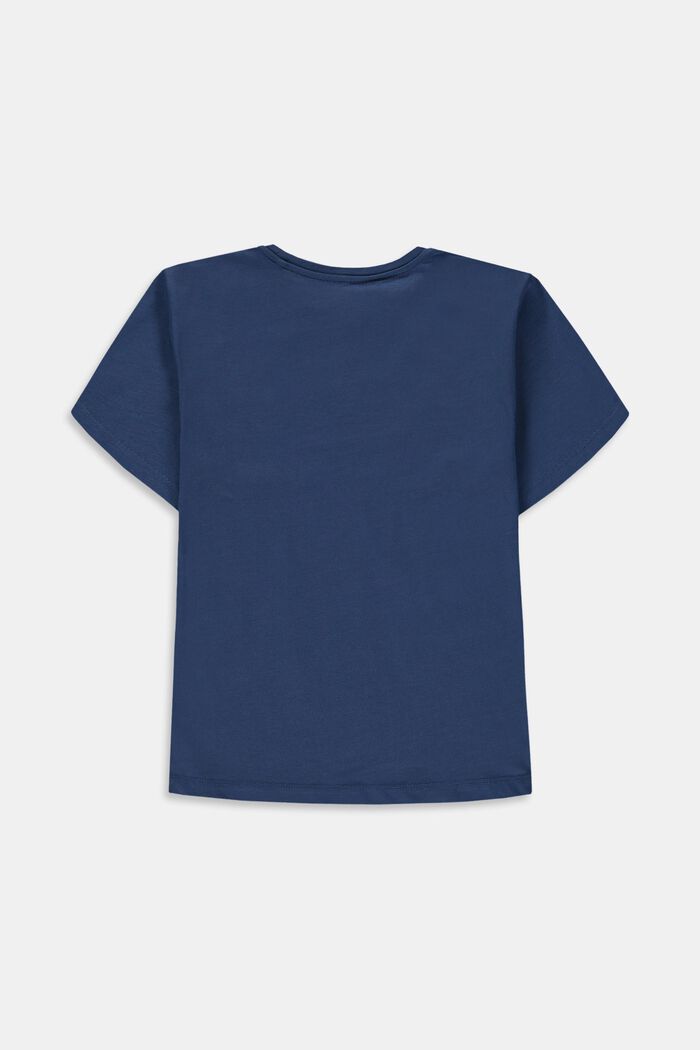 Camiseta de algodón con estampado positivo en el pecho, BLUE, detail image number 1
