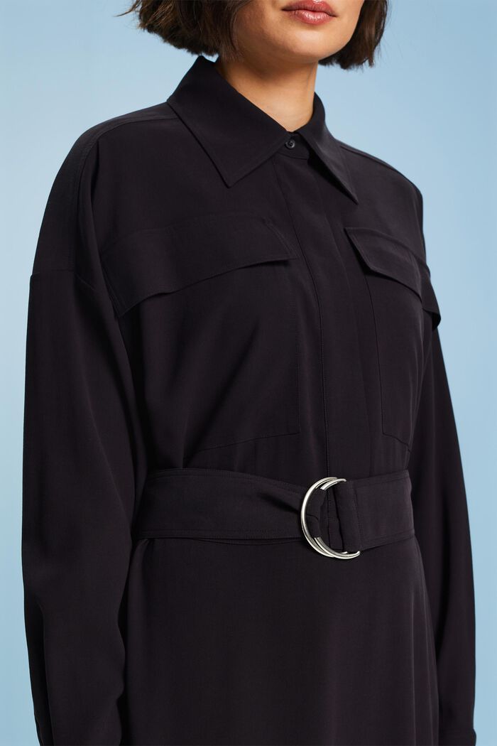 Vestido midi estilo militar, BLACK, detail image number 2