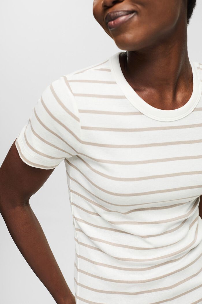 Camiseta con diseño a rayas, 100 % algodón ecológico, OFF WHITE, detail image number 2