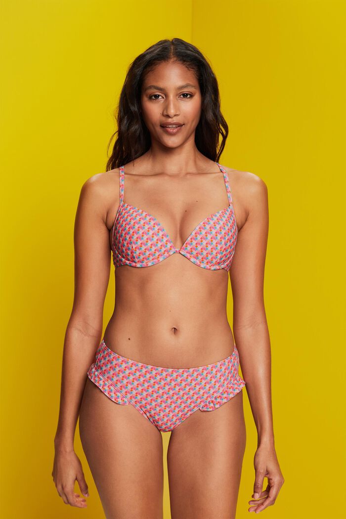 Top de bikini de aros de tejido reciclado con relleno, PINK FUCHSIA, detail image number 0