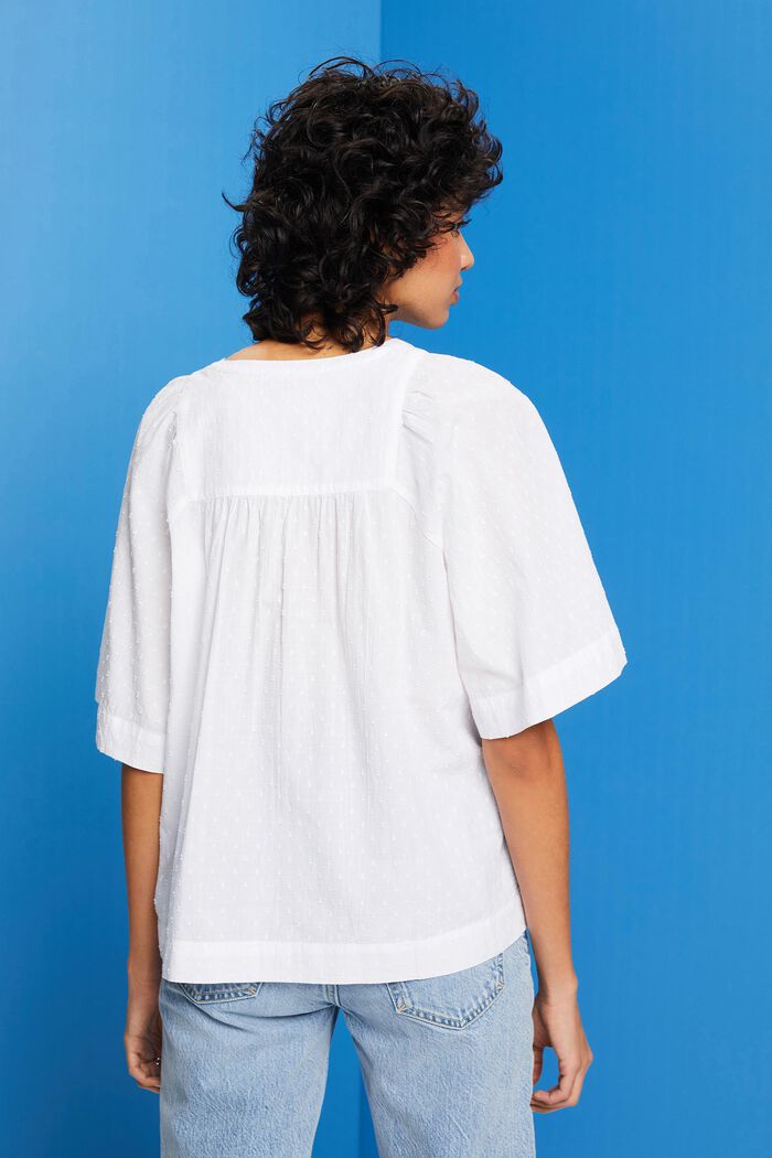 Blusa bordada de algodón, WHITE, detail image number 3