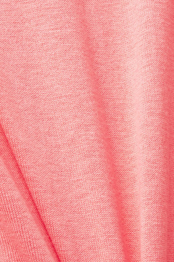 Jersey con lino y mangas cortas, PINK, detail image number 4