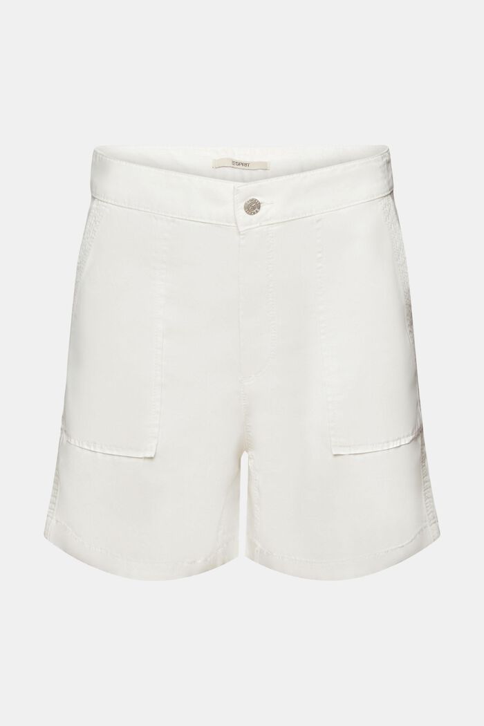 Shorts de sarga, mezcla de algodón, WHITE, detail image number 6