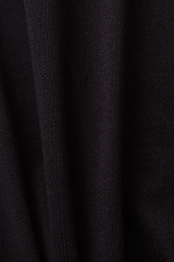 Camiseta entallada de algodón con cuello en pico, BLACK, detail image number 5