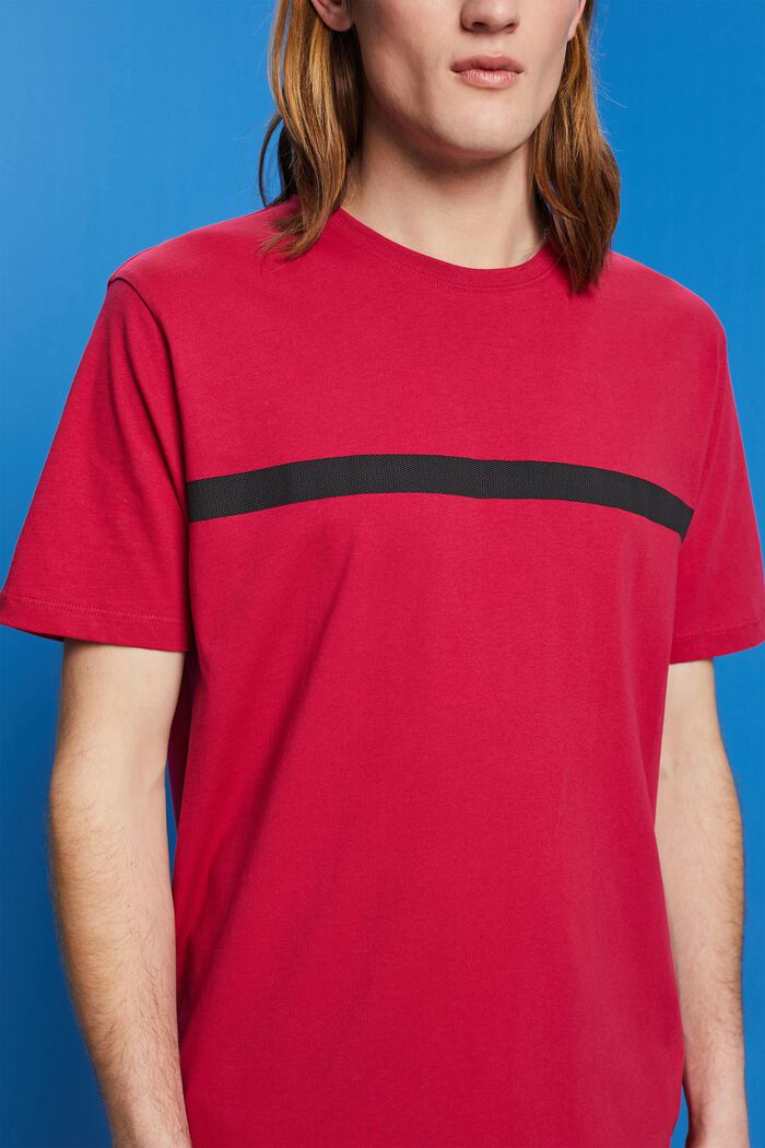 Camiseta de algodón con raya de color contrastante, DARK PINK, detail image number 2