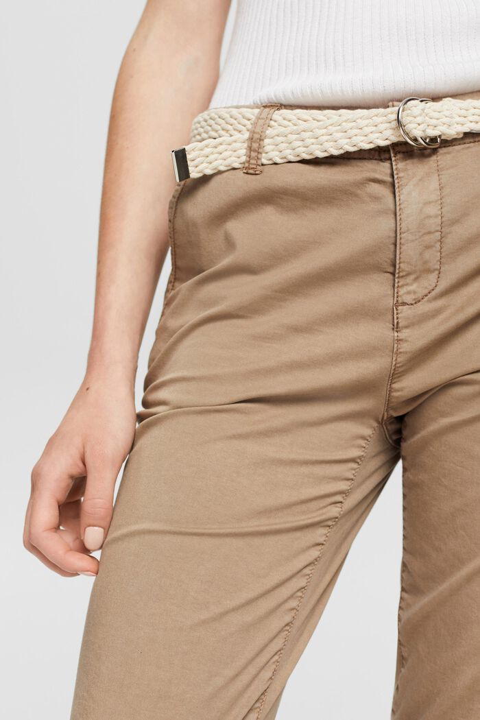 Pantalones chinos con cinturón trenzado, TAUPE, detail image number 0