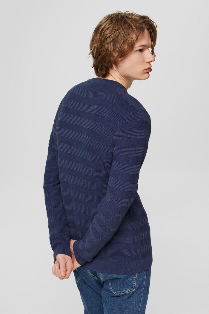 Jersey de algodón ecológico con rayas de punto acanalado, DARK BLUE, detail image number 3