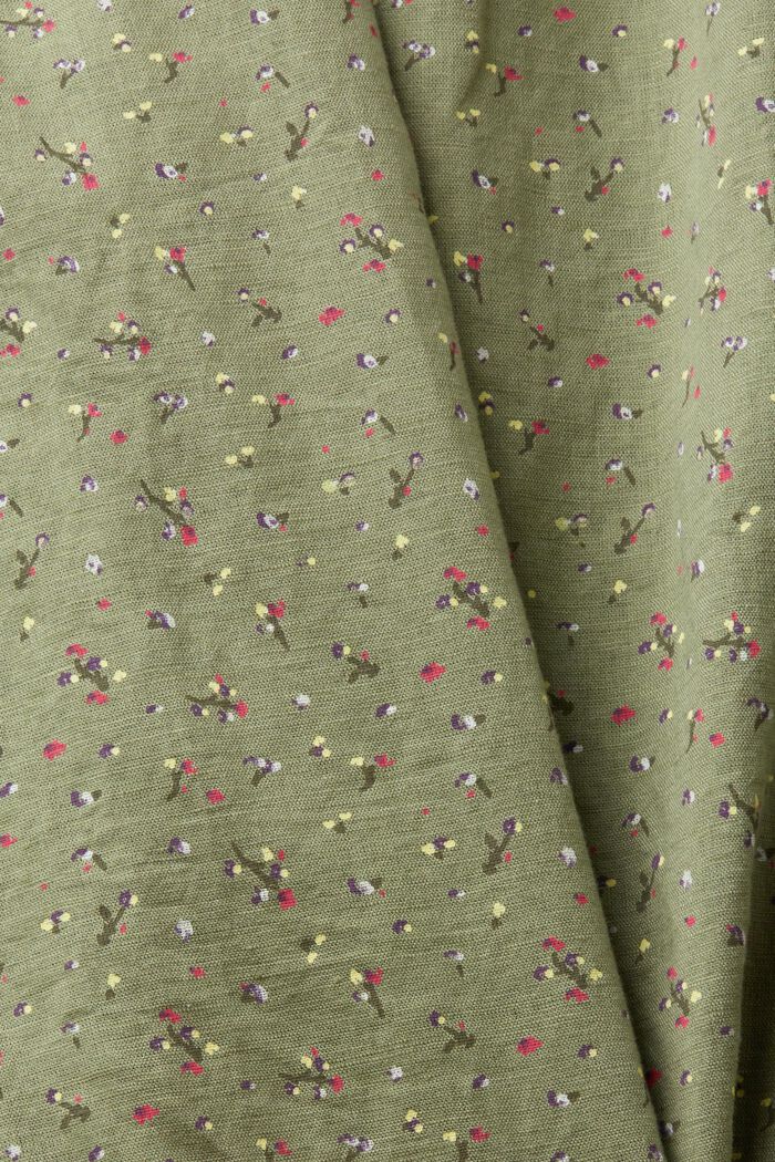 Blusa sin mangas en mezcla de lino con estampado de flores, LIGHT KHAKI, detail image number 4