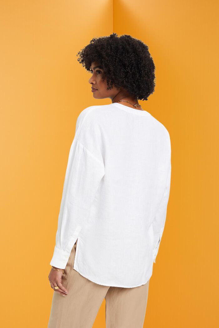 Blusa de lino, WHITE, detail image number 3