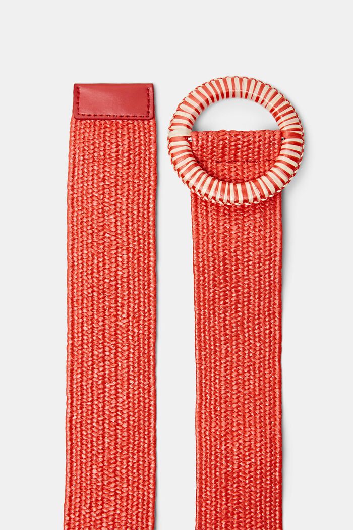 Cinturón con hebilla con franjas de color, ORANGE RED, detail image number 1