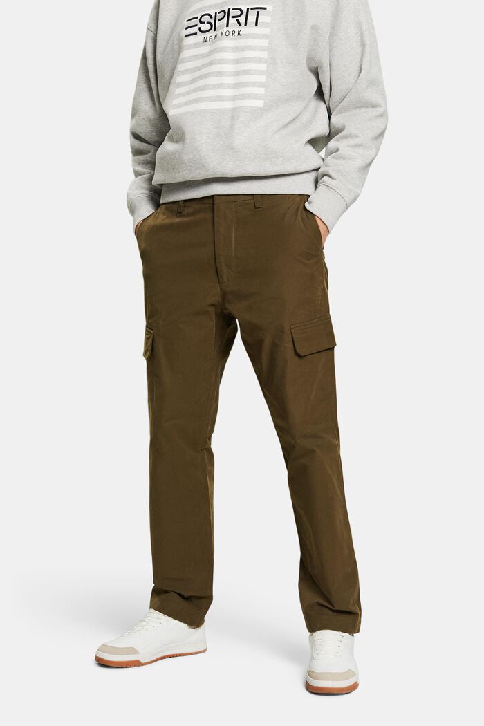 Pantalones cargo con perneras rectas, KHAKI GREEN, detail image number 0
